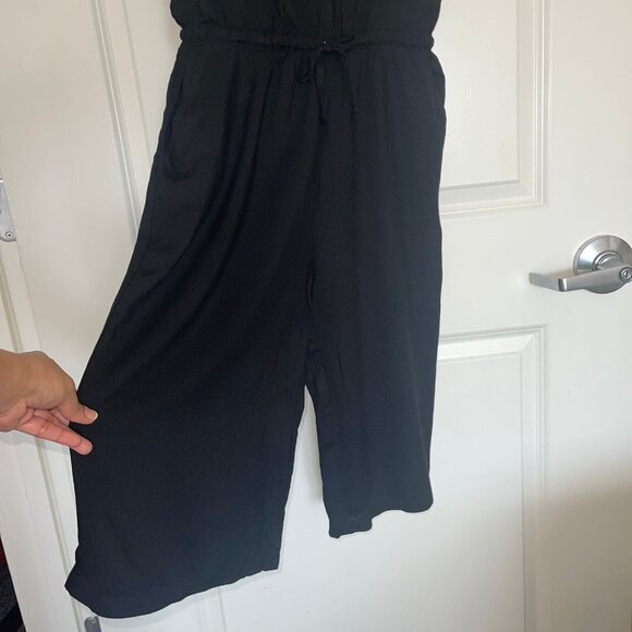 Cottinfab Black Ladies Rayon Drawstring Waist Women's 3/4th Jumpsuit Size M - Picture 3 of 10